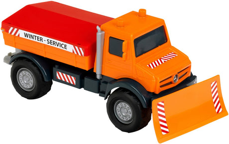 Klein legetøj - mercedes-benz - unimog vinterservice - til indendørs og udendørs - skala 1:24