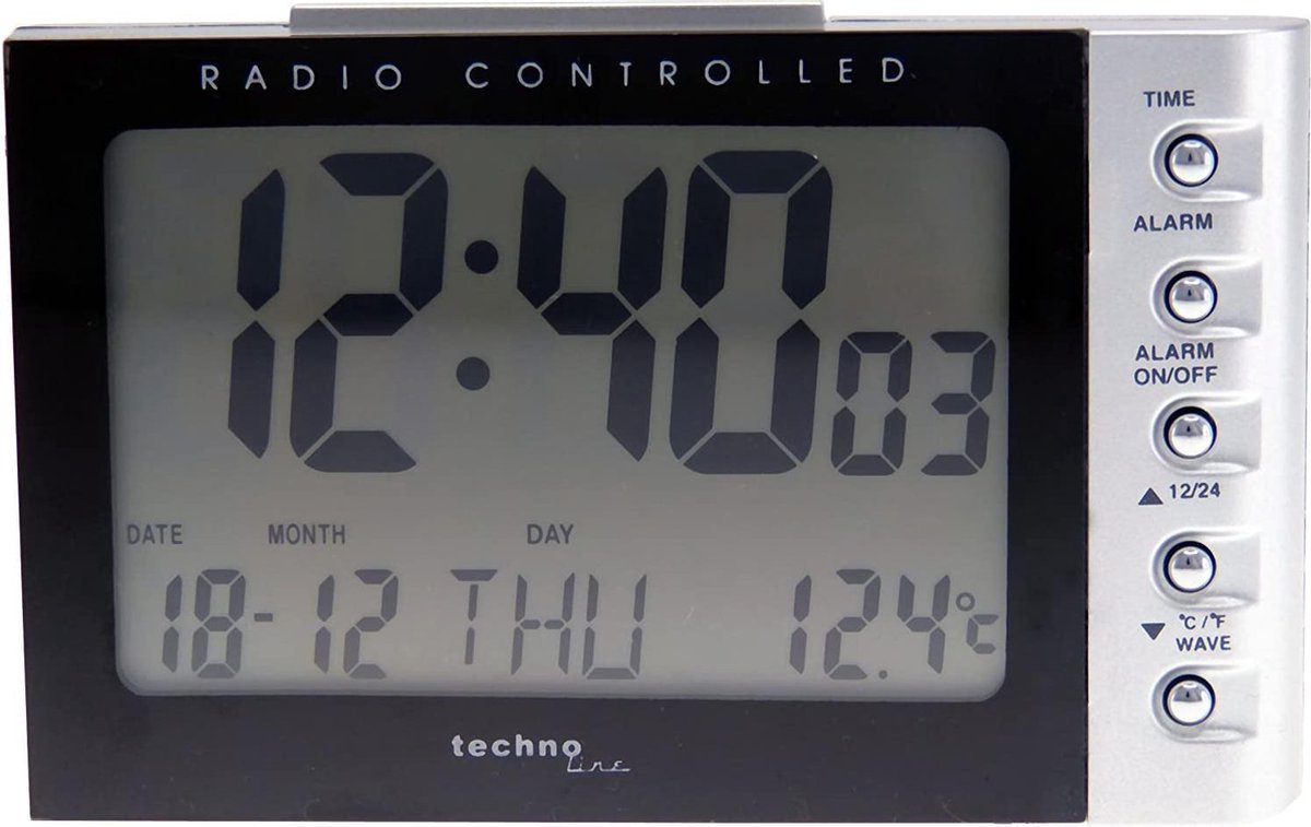 Technoline radiostyret vækkeur - dato - temperatur - vægt 188