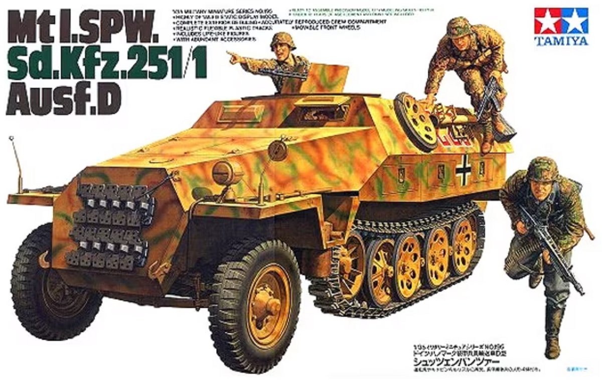 Tamiya modelsæt militærkøretøjer - 35195 mtl. spw sd.kfz.251 1 ausf.d personbil plastik - 1:35 - modelfremstilling