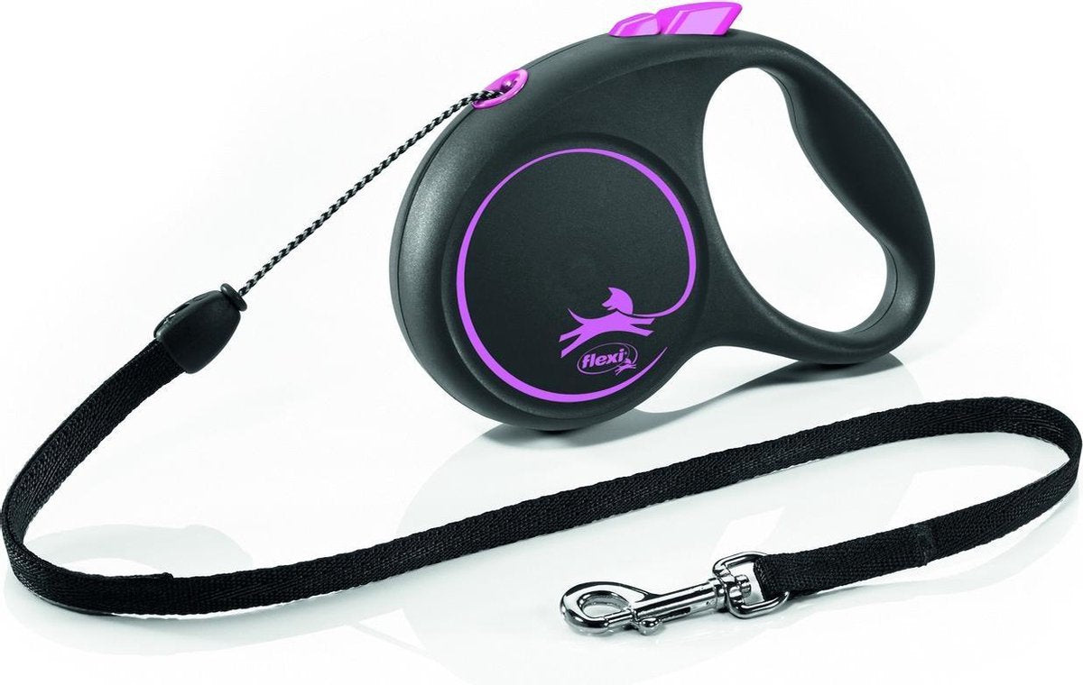 Flexi sort design - udtrækkelig snor hundesnor - s - 5 m - <12 kg