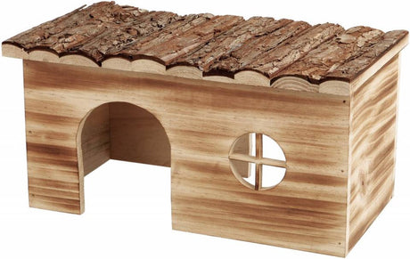Trixie hus stort 2 udgange marsvin bark træ flammet 35x20x18 cm