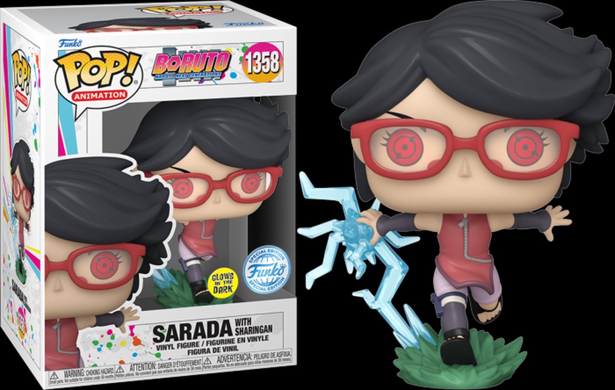 Funko pop! boruto: naruto næste generationer - sarada med sharingan #1358 glød i mørket