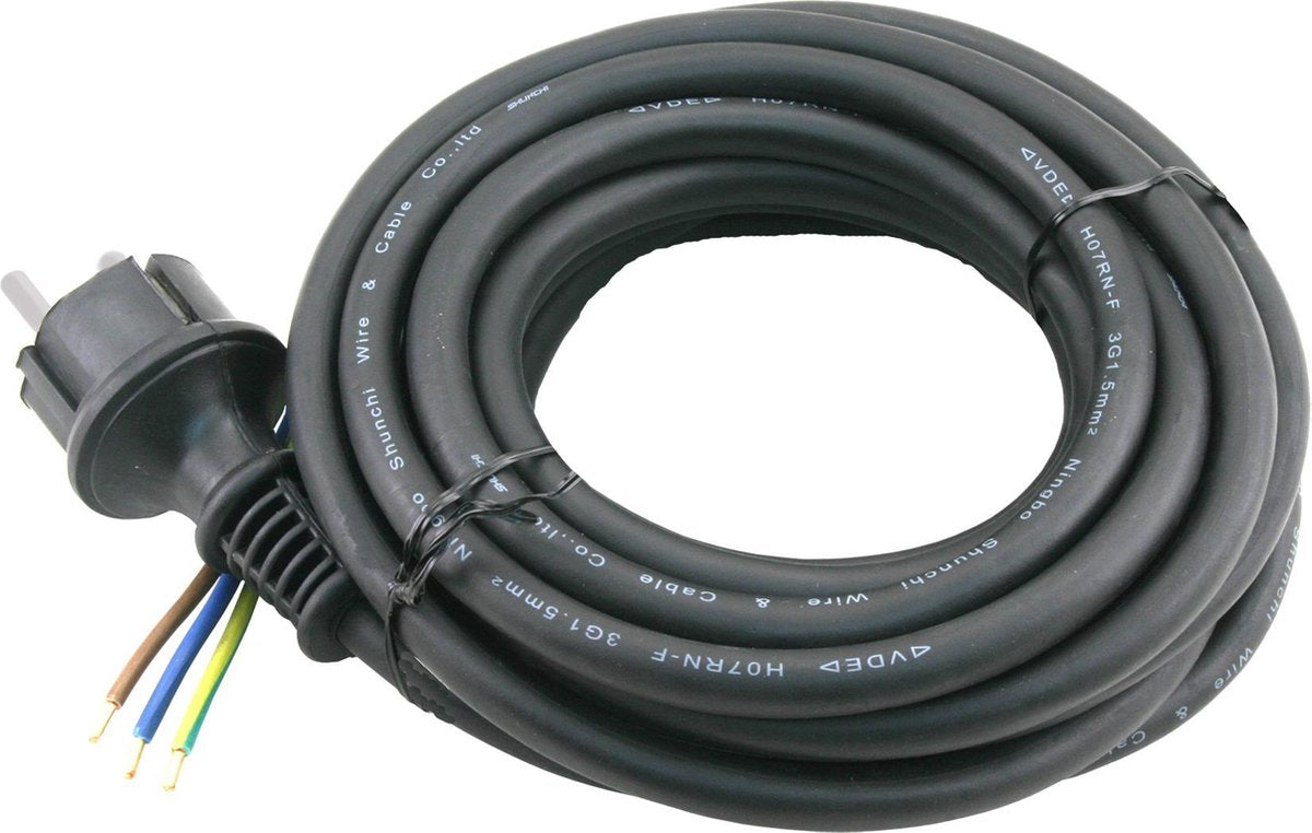 Q-link jordforbindelseskabel - 3500w - 3 x 1,5 mm� - 5 m - sort