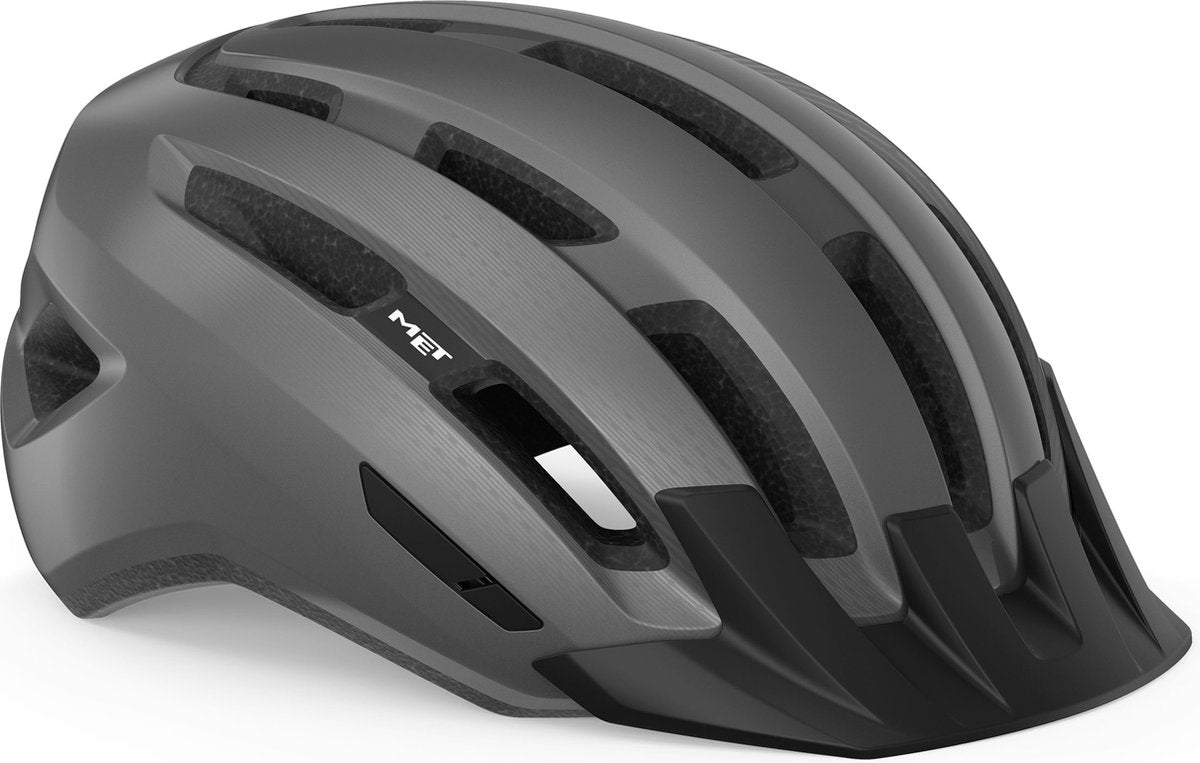 Med downtown cykelhjelm mænd kvinder - cykelhjelm racercykel voksne - e-cykel - trekking - størrelse s m (52-58cm) - grå blank (grå)