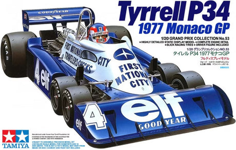 Tamiya modelsæt militærkøretøjer - 20053 tyrrell p34 sekshjulede monaco gp77 plastik - 1:20 - modelfremstilling