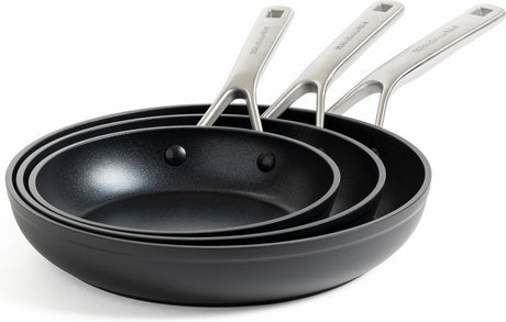 Kitchenaid smedet hærdet aluminium 3-delt stegepandesæt 20cm - 24cm - 28cm