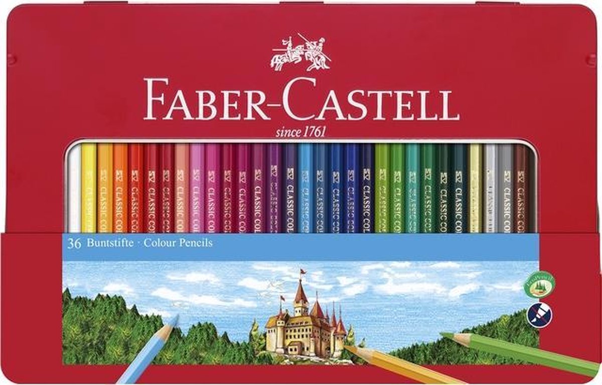 Faber-castell farveblyanter - slot - 36 stykker i en dåse - fc-115886