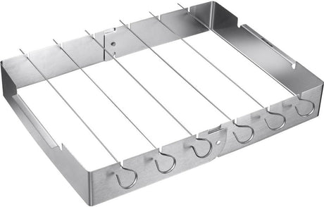 Ubranded sans marque bbq spydholder sæt - grillspyd - jævn grillning - foldbart design - 7 dele - sølvfarvet