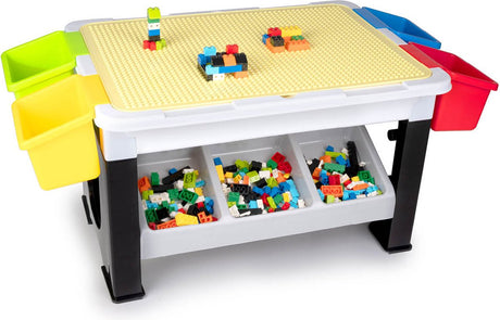 Eddy toys 300-delige set speelgoed - speeltafel: 48 x 35 x 31 cm - 291 bouwblokken - opbergruimte - plastic