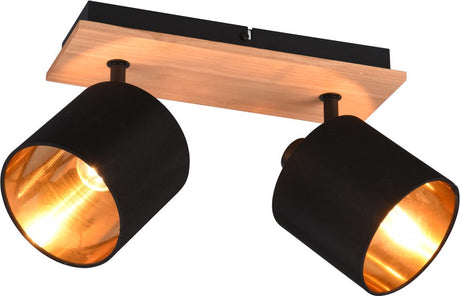 Rl live your light reality tommy spot - træfarve - ekskl. 2 x e14 - rektangel - sort-guld