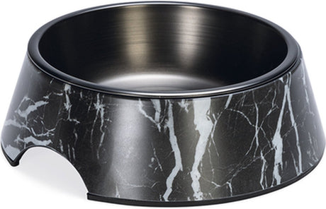 Designed by lotte meis voerbak hond - drinkbak eetbak hond - hondenvoervak - melamine rvs - zwart - 700 ml