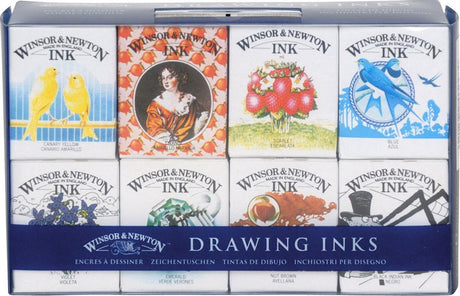 Winsor Newton 1090093 tegneblæksæt – Henry Ink Collection – 8 × 14 ml tegnefarver