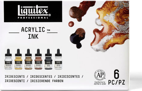 Liquitex 3699315 professionelt akryl blæksæt – iriserende metallisk sæt – 6×30 ml