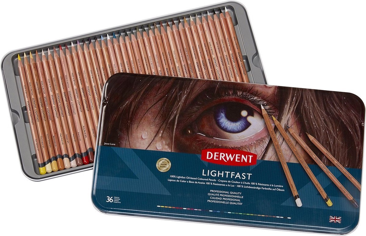 Derwent lysægte dåse 36 farver