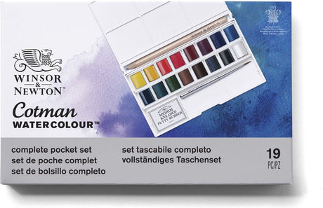 Winsor Newton 0390060 Cotman akvarelfarvesæt – Deluxe Sketcher's Pocket Box – 16 farver akvarel – Kompakt akvarelsæt til rejseskitser