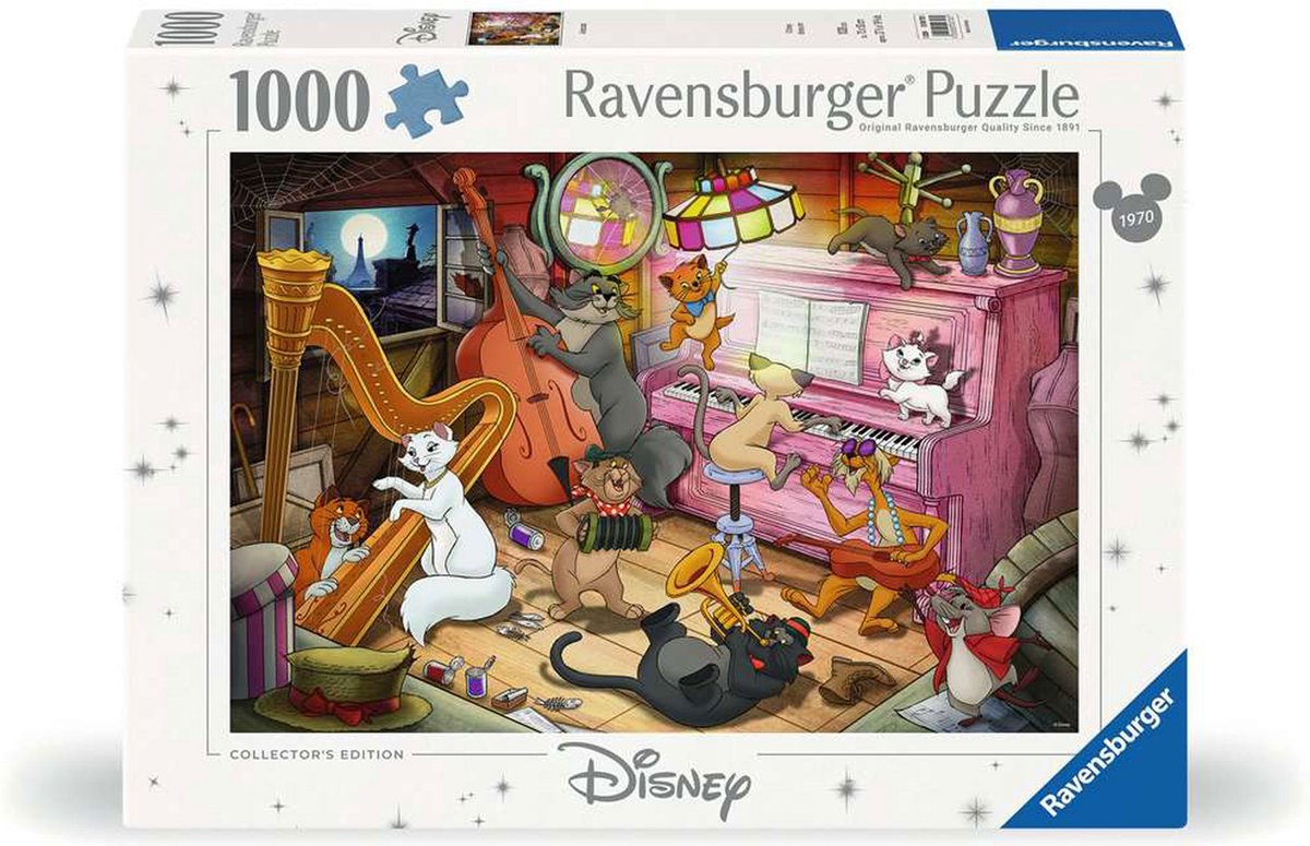 Ravensburger puslespil Disney Aristocats tegnefilm med 1000 brikker.