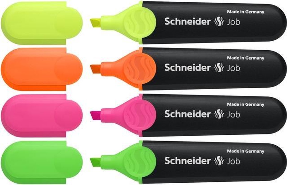 Schneider brevpapir schneider highlighter - tekstmarkør - job - assorteret 4 stykker - mejselspids - s-1500