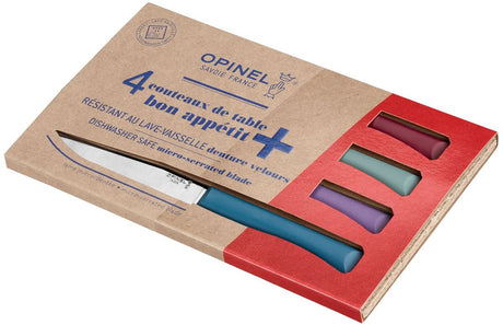 Opinel n°125 bon appétit+ glam bordknivsæt - 4-delt - flerfarvet - mikrotand - rustfrit stål - bøfkniv
