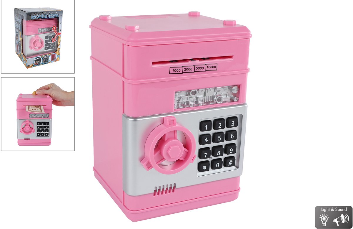 Van manen pengesikkert legetøj med hemmelig kode pink 19,5cm.