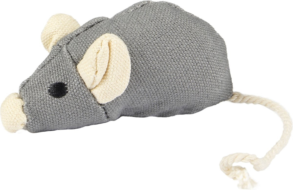 Flamingo naturlig sjov mus - kattelegetøj - 17 cm grå beige