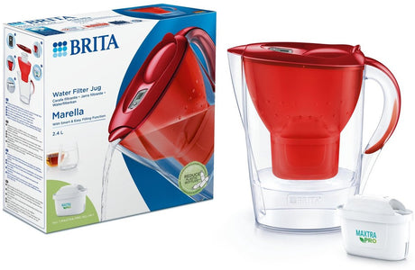 Brita - vandfilterkande - marella cool - 2,4l - rød - inkl. 1 maxtra pro alt-i-1 filterpatron