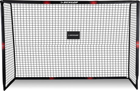 Dunlop voetbaldoel - voetbal goal 300 x 200 x 120 cm - voetbalgoal groot - buitenspeelgoed voor kinderen en volwassenen - snelle montage - voetbal training doel - metaal - zwart rood