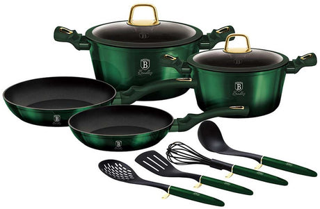 Berlinger haus emerald seriesset - pannenset - titaniumnoncoating - soft-touch handvat
