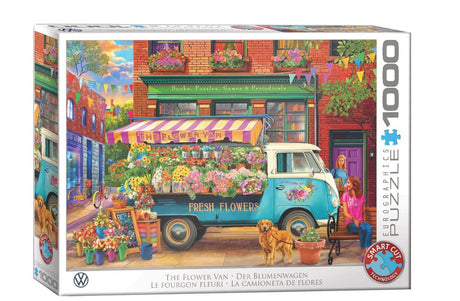 Eurographics volkswagen - blomstervognen - store lave illustrationer - 1000 brikker 68×48cm (b×h) - puslespil