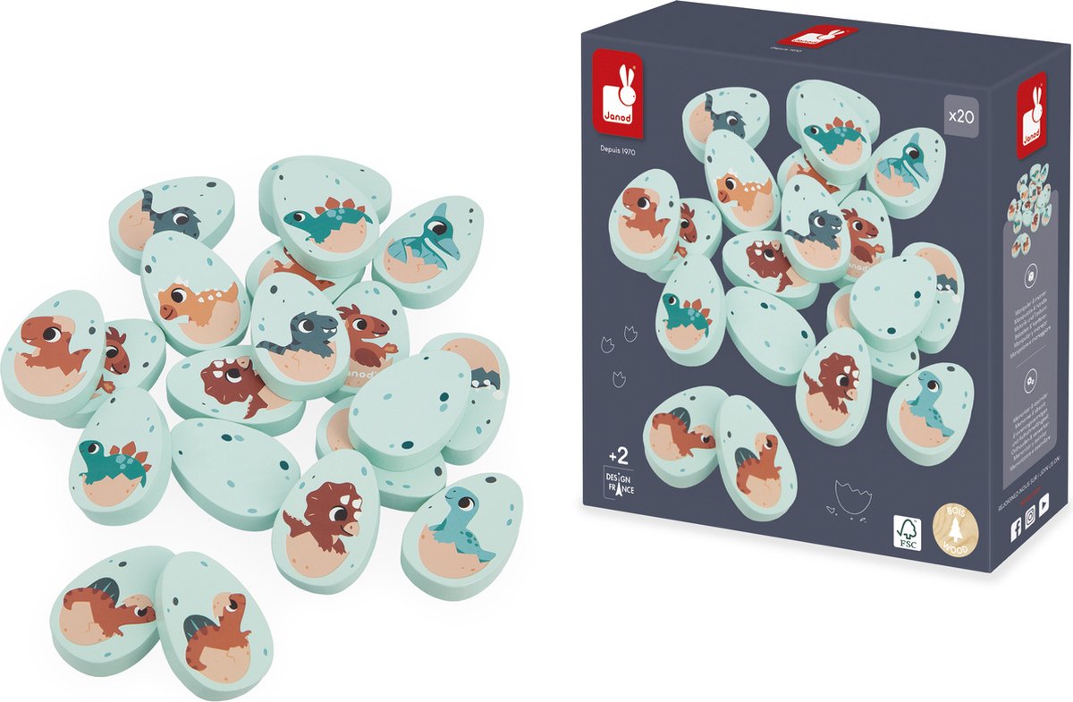 Janod - dino - huskespil - 10 par baby dinosaurer