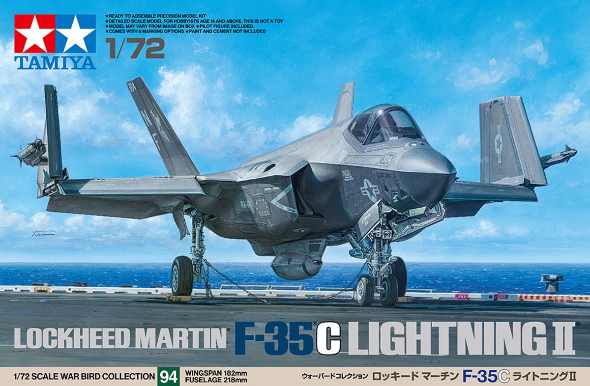 Tamiya modelbyggesæt militærkøretøjer - 60794 lockheed martin f-35c lightning ii - amerikansk jagerfly plastik - 1:72 - modelsæt