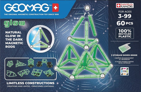 Geomag classic glow recycled - glødende magnetisk byggesæt - 60 dele - fra 3 år