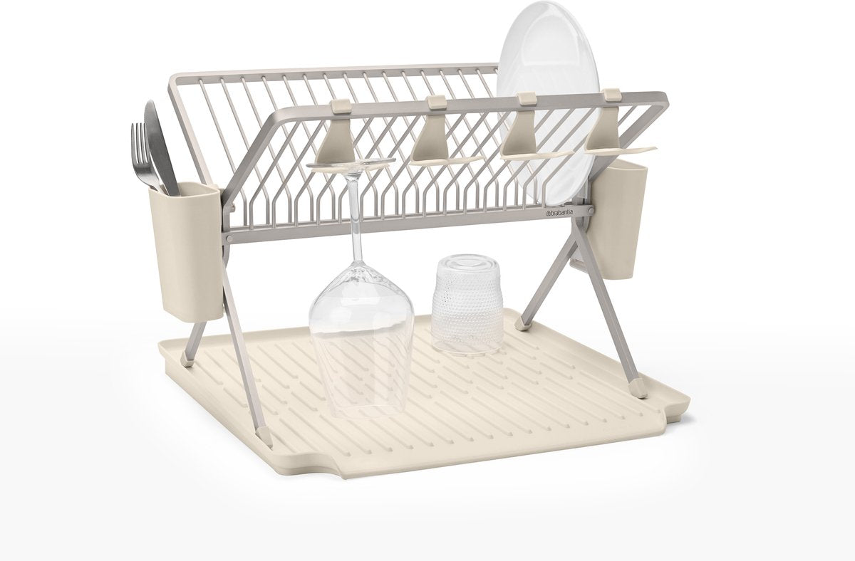 Brabantia opvaskeafløb - foldbar - med bestikholder - blød beige