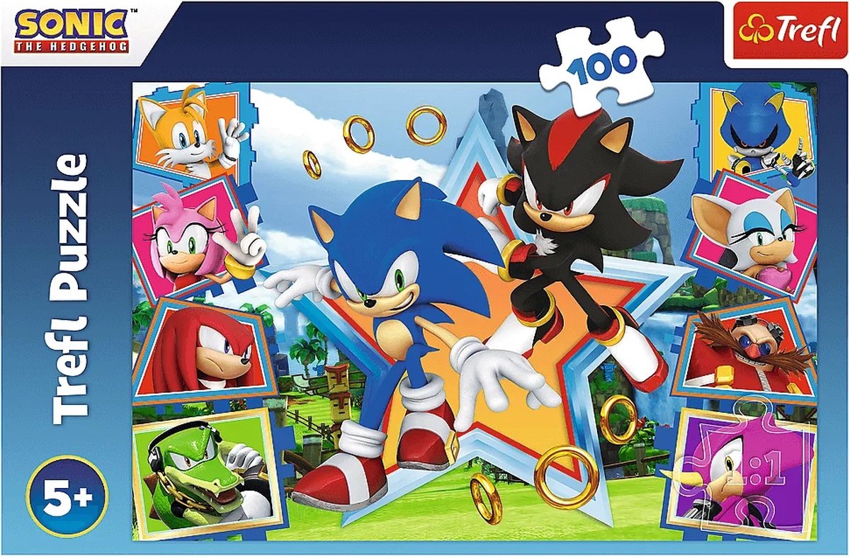 Trefl puslespil - sonic the hedgehog - 100 brikker - farverigt pap.