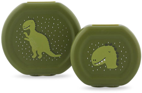 Trixie set van twee snackdoosjes met clip - mr. dino - makkelijk te openen – bpa-vrij – voor school en onderweg
