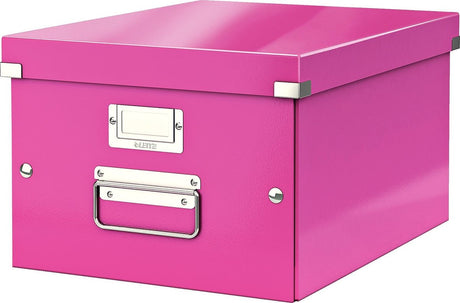 Leitz wow click store mellemstor papopbevaringsboks - 85 % genbrugspap - 28,1 x 37 cm (bxd) - til a4-formater - ideel til kontoret og arbejde hjemmefra - pink