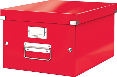Leitz wow click store mellemstor papopbevaringsboks - 85 % genbrugspap - 28,1 x 37 cm (bxd) - til a4-formater - ideel til kontoret og arbejde hjemmefra - rød