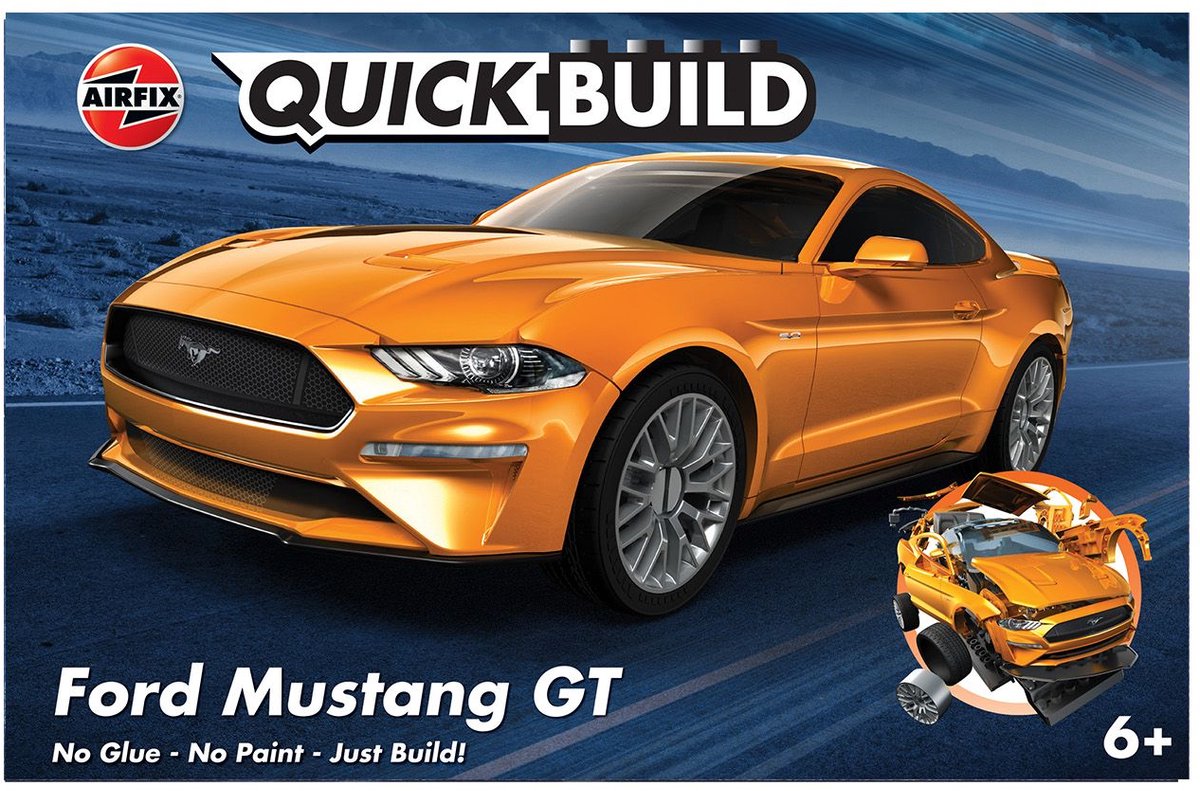 Airfix modelsæt bil - j6036 quickbuild ford mustang gt bil plastik - - modelsæt