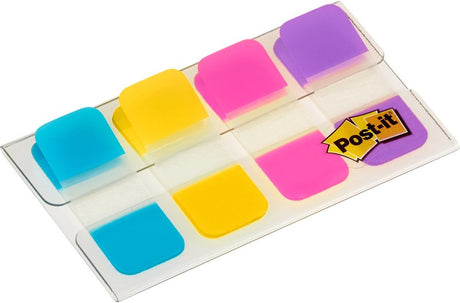 Post-it ® index stærkt, bærbart sæt, turkis, gul, pink, lilla, 15,8 x 38,1 mm, 10 farvefaner, 4 farve dispenser