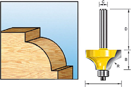 Makita d-11352 fræser kvart rund fræser + leje s 8mm 31.75x15.88mm r9.53