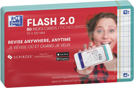 Oxford flash 2.0 - flashcards - ternet 5mm - a7 - mintgrøn kant - 80 stk.