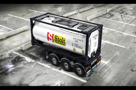 Italeri model byggesæt lastbiler - 3929 technokar trailer med 20' ft tank container plast - 1:24 - model konstruktion