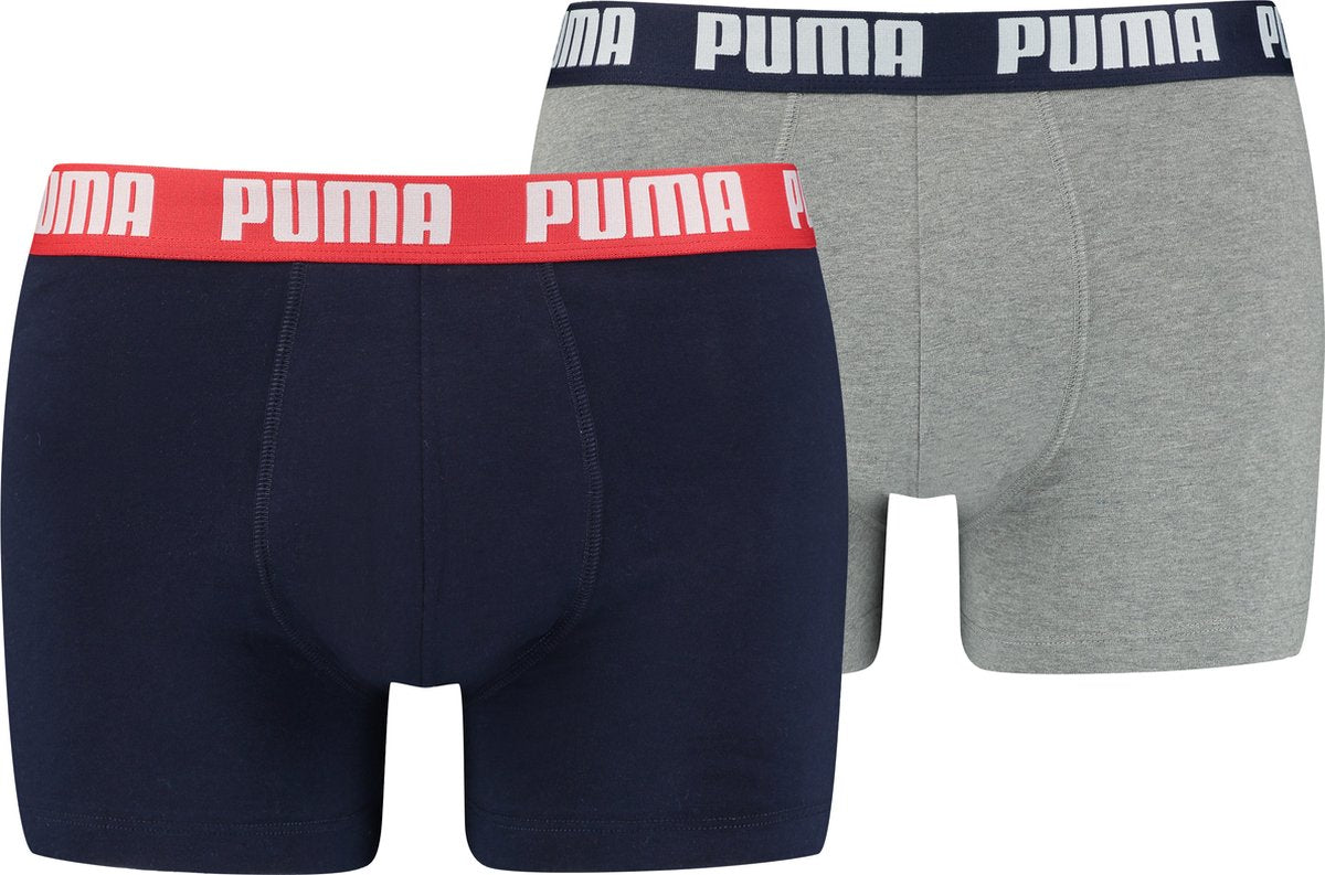 Puma Basic Boxer Short Men (Pack of 2) Grå blå størrelse L