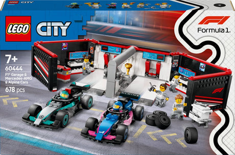 Lego city f1 garage med mercedes-amg og alpine biler - 60444