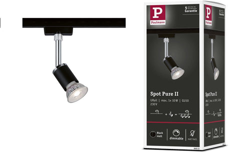Paulmann urail rail spot pure ii separat spot gu10 max. 10w dæmpbar 230v sort mat