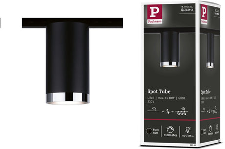 Paulmann urail rail spot tube løs spot gu10 max. 10w dæmpbar 230v sort mat, krom
