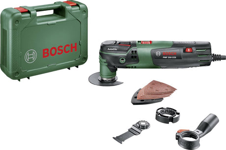 Bosch pmf 250 ces multiværktøj - oscillerende - 250 watt - inklusive 6 tilbehør og plastikkasse