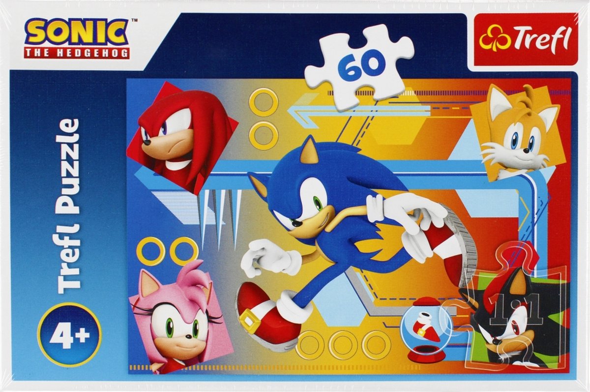 Trefl puslespil - sonic the hedgehog - 60 brikker - farverigt puslespil.