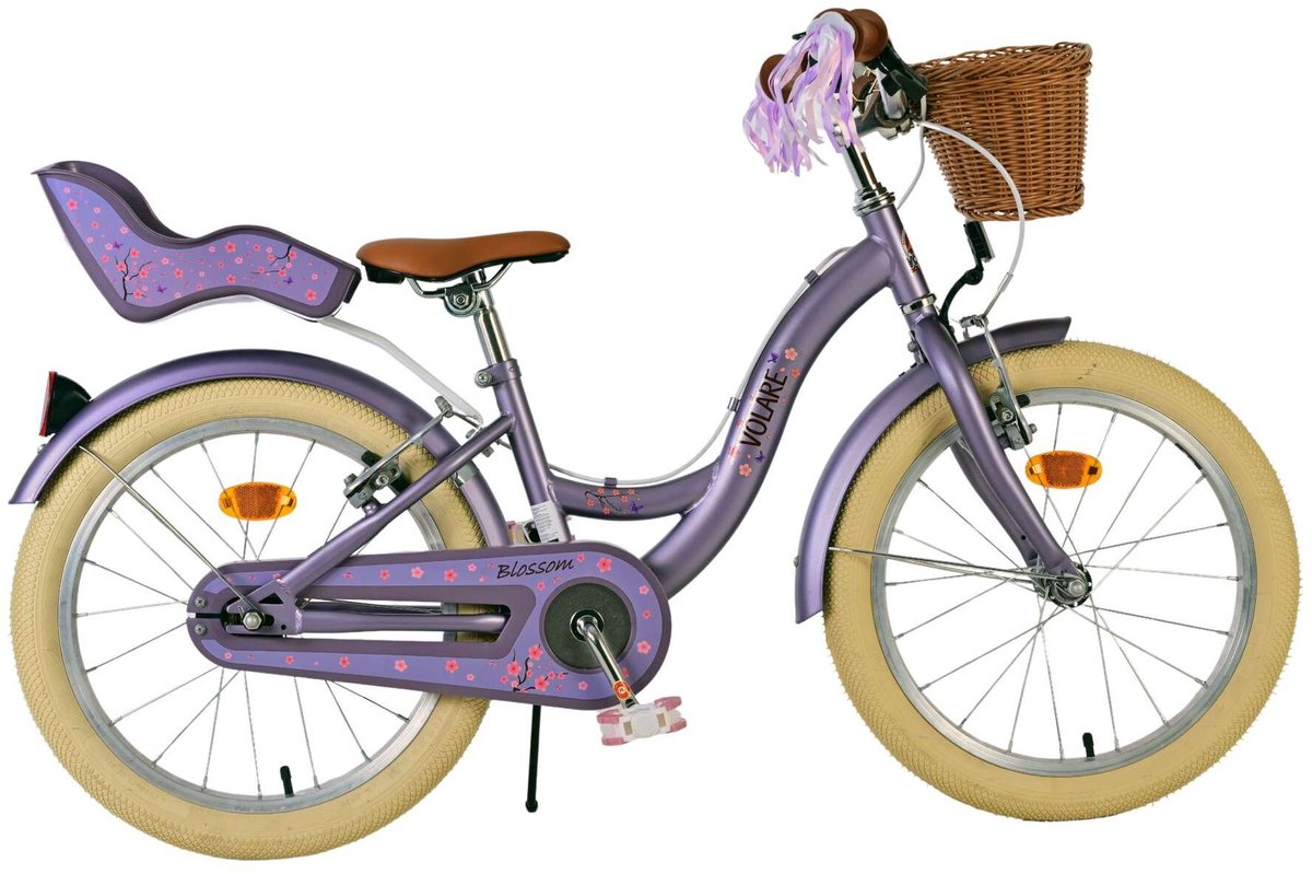 Volare blossom børnecykel - piger - 18 tommer - lilla - to håndbremser