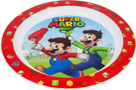 Stor tallerken super mario bros junior - rød hvid - 22 cm
