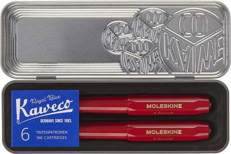 Moleskine x Kaweco pennesæt, fyldepen medium kuglepen 1,0 mm, rød